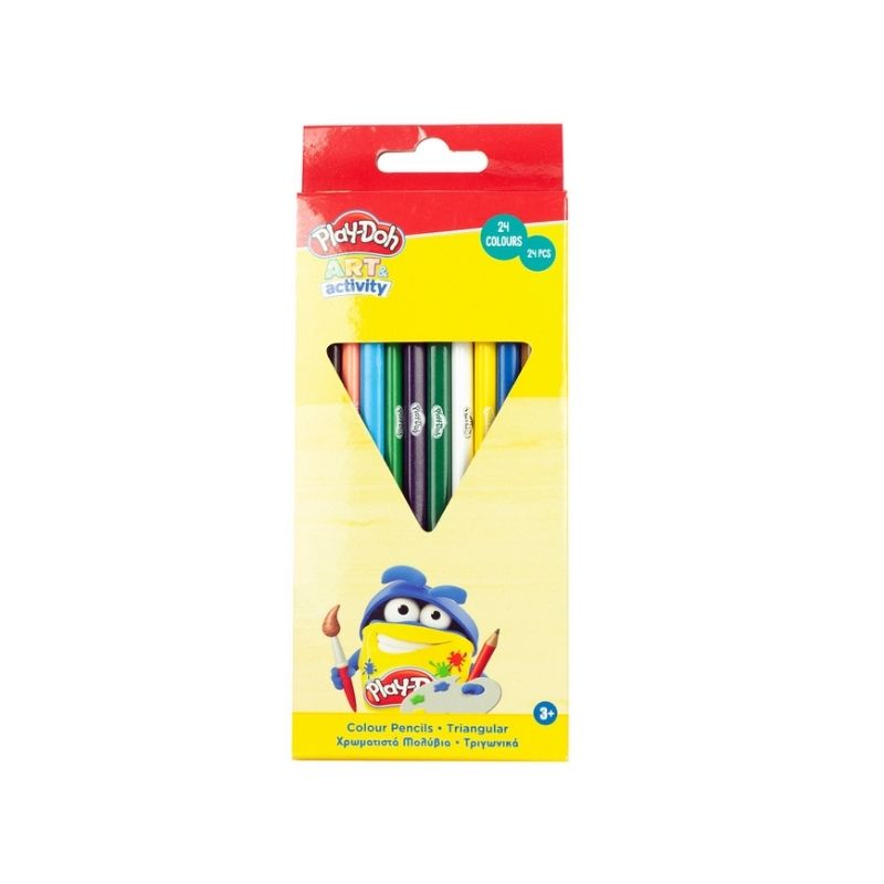 Play-Doh τριγωνικές ξυλομπογιές 24 χρώματα 320-20002 1 Play-Doh Art Activity Μολύβια Τριγωνικά σε 24 διαφορετικά χρώματα. Κατάλληλο για ηλικίες από 3 ετών και άνω.