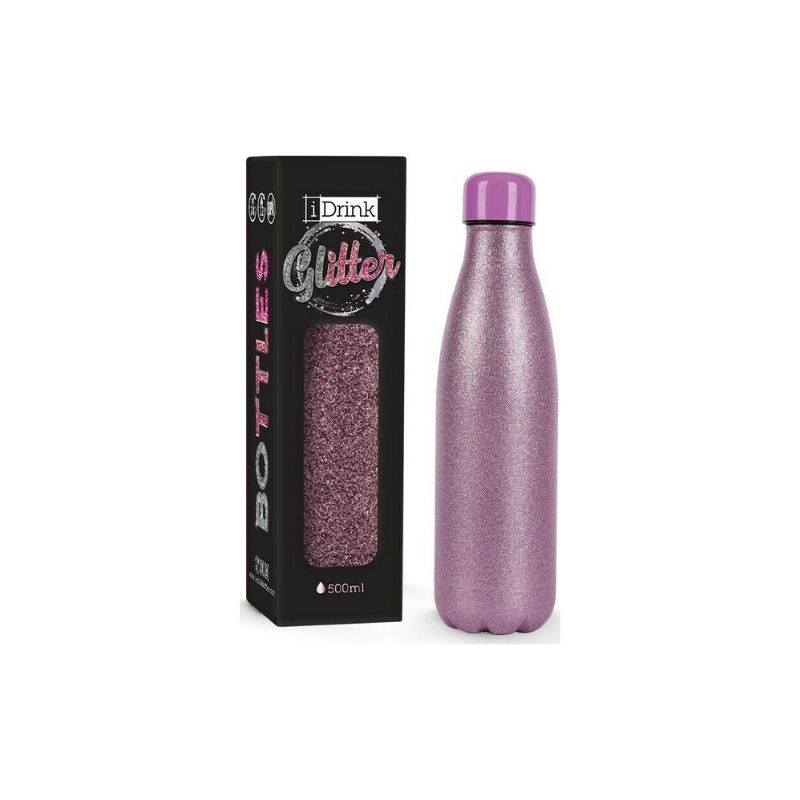 Μπουκάλι θερμός ανοξείδωτος iDrink Glitter Rose 0.50lt iD0031
