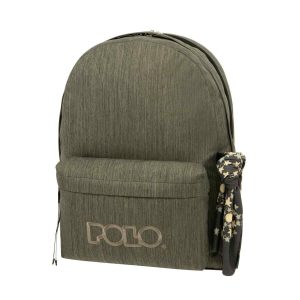 Polo Original Double Scarf Σχολική Τσάντα Πλάτης Γυμνασίου - Λυκείου σε Γκρι χρώμα 9-01-235-2800