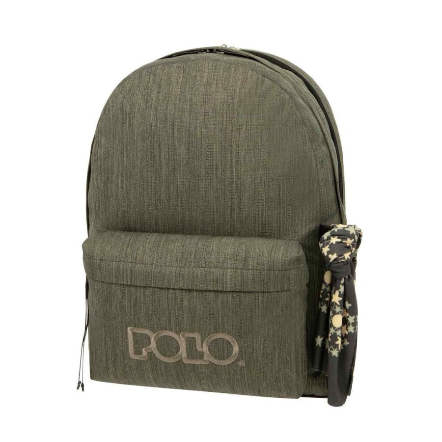Polo Original Double Scarf Σχολική Τσάντα Πλάτης Γυμνασίου - Λυκείου σε Γκρι χρώμα 9-01-235-2800